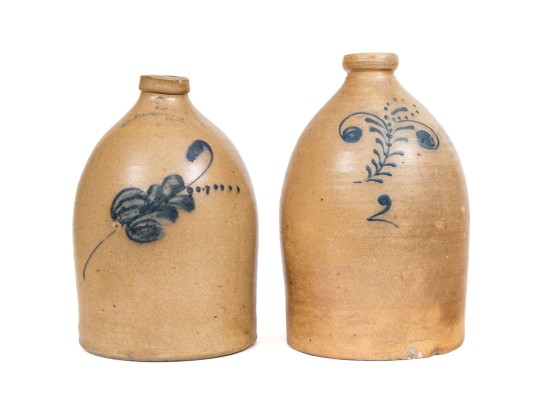 Two Antique Salt Glazed Crocks