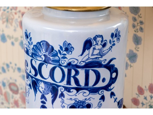 Delft E.e Scord Apothecary Jar Mounted As A Table Lamp