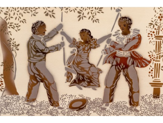 Hitchcock Stencil Decorated Blanket Chest