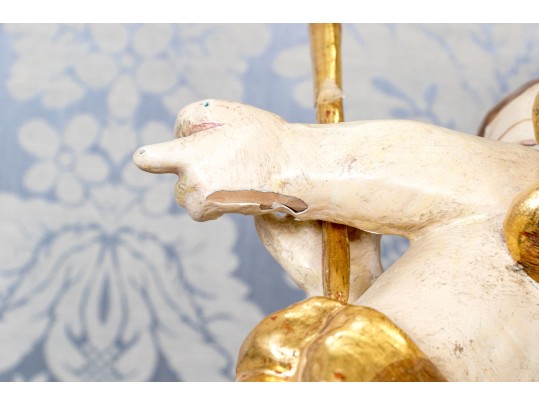 Pair Of Handmade Wood And Gesso Putti