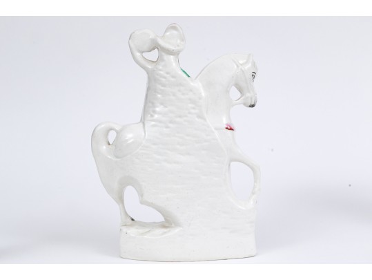 Collection Of Three English Staffordshire Hand-Painted Spill Vases With Larger Sculpture