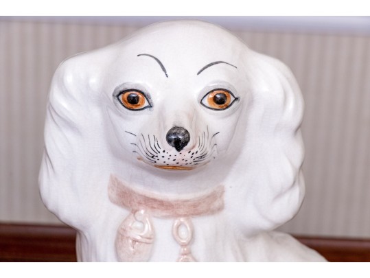 Pair Of English Staffordshire Hand-painted Ceramic Spaniels