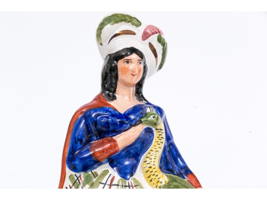 Three English Staffordshire Hand-Painted Ceramic Figures