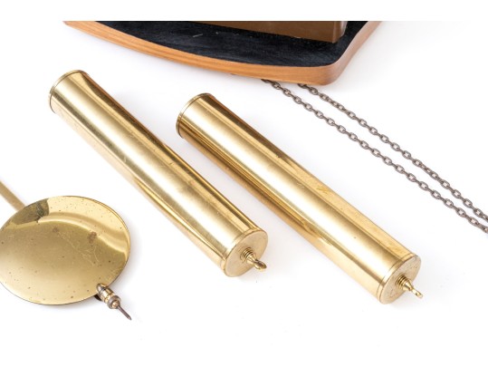 Mid-Century German Kienzle Teak Mechanical Wall Clock With Pendulum And Weights