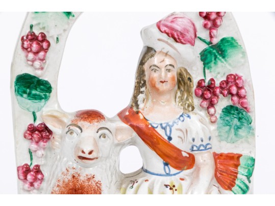 Pair Of English Staffordshire Hand-painted Figural Sculptures