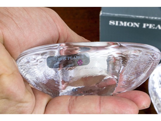 Gorgeous Pair Of Simon Pearce Heart Form Glass Votive Holders