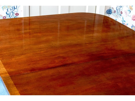 Twin Pedestal Banded Mahogany Extension Dining Table