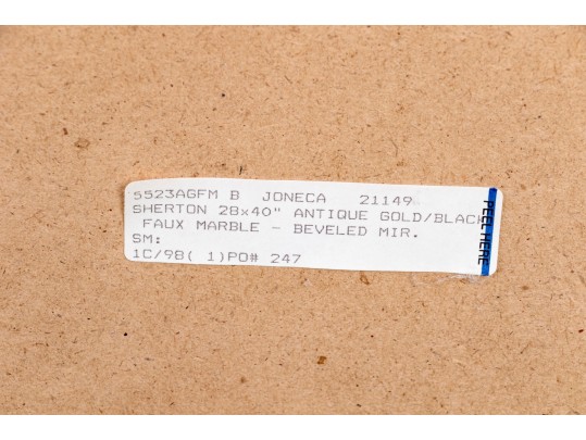 Sheraton Antiqued Gilt Faux Marble Beveled Mirror