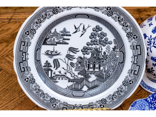 Collection Of Seven English Transferware Ceramics Including Spode & Coalport