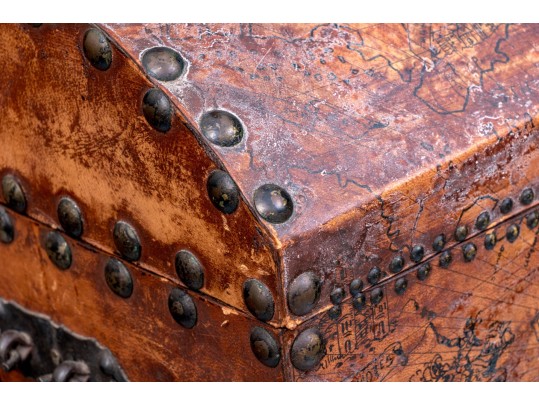 Chest Form Jewelry Box With Map Decoration