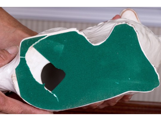 Pair Of English Staffordshire Hand-painted Ceramic Spaniels