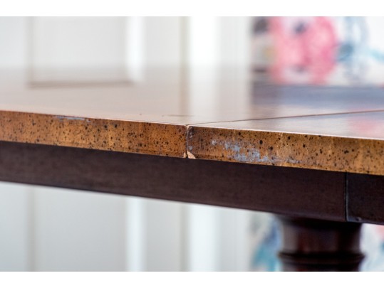 Twin Pedestal Banded Mahogany Extension Dining Table