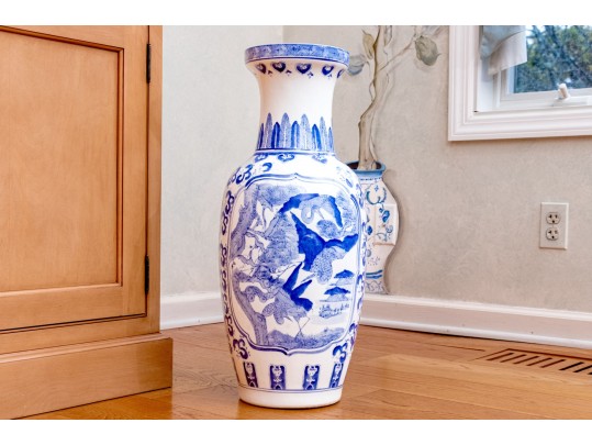 Chinese Blue And White Porcelain Floor Vase