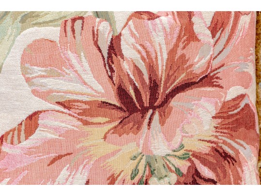 Set Of Two Needlepoint Upholstered Accent Pillows With Tassels