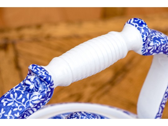 Oversized English, Spode Blue And White Transfer Ware Lidded Kettle