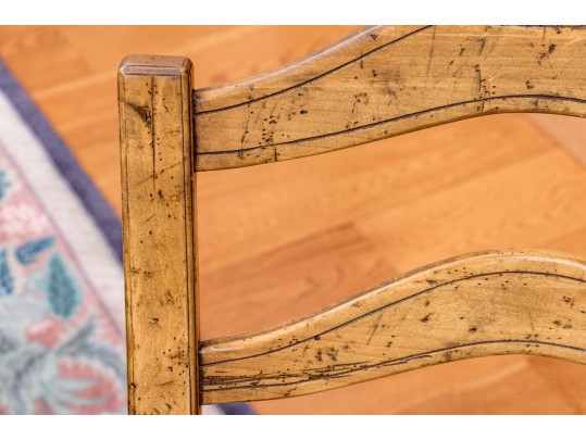 French Country Parquetry Dining Table And Ladderback Chairs, Probably Bausman Or Guy Chaddock