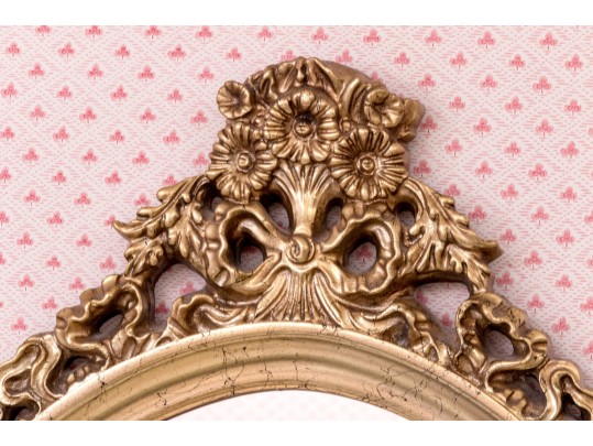 Elegant Louis XVI Style Gilt Finished Oval Mirror