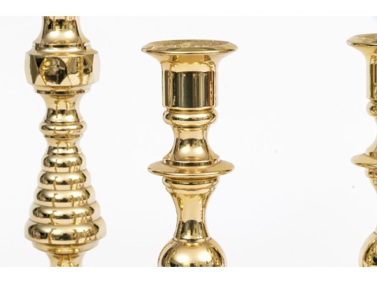 Collection Of Six Baldwin Brass Candlesticks, Including Two Pairs