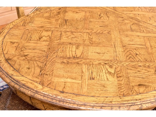 French Country Parquetry Dining Table And Ladderback Chairs, Probably Bausman Or Guy Chaddock
