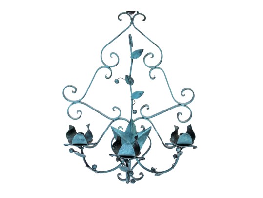 Cast Metal Three Light Candle Sconce
