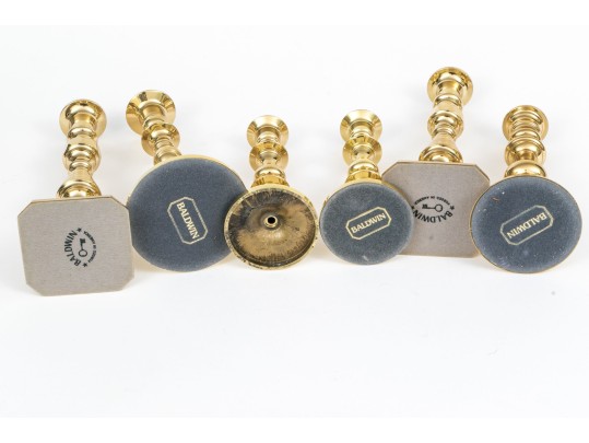 Collection Of Six Baldwin Brass Candlesticks, Including Two Pairs