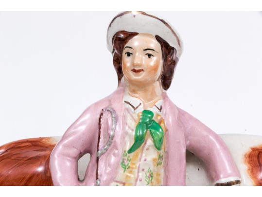 Pair Of 19th Century English Staffordshire Hand-painted Figural Sculptures