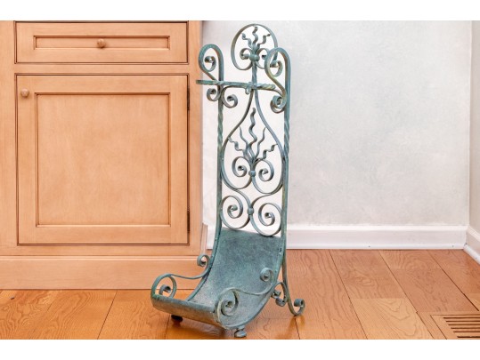 Antique Art Nouveau Style Wrought Iron Umbrella Stand