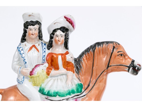 Set Of Two English Staffordshire Hand-painted Figural Sculptures