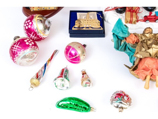 Vintage Collection Of Christmas Decorations, Including Ornaments