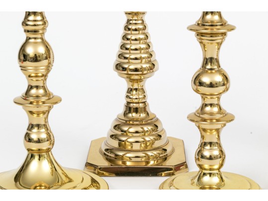 Collection Of Six Baldwin Brass Candlesticks, Including Two Pairs