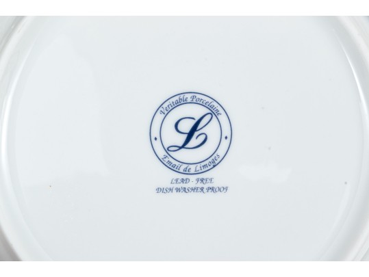 Set Of Seven Email De Limoges Porcelain Fruit Plates