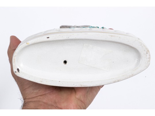 Two Piece Hand-painted Staffordshire Figural Sculptures, Including A Vase