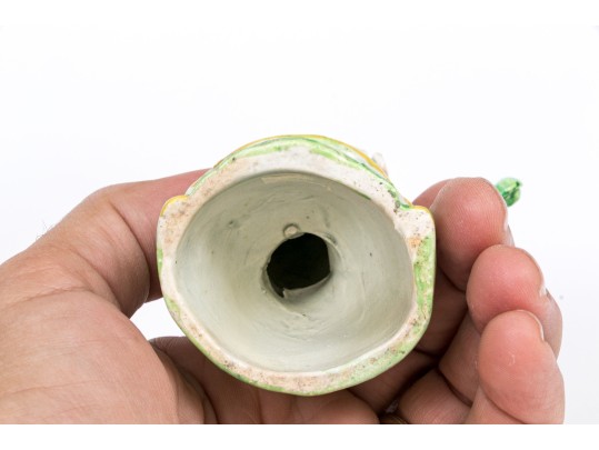 Three Piece English Staffordshire Hand-painted Pottery Figural Garniture Sculptures