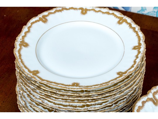 40 Piece French Elite Limoges Gilt Trimmed Porcelain Service