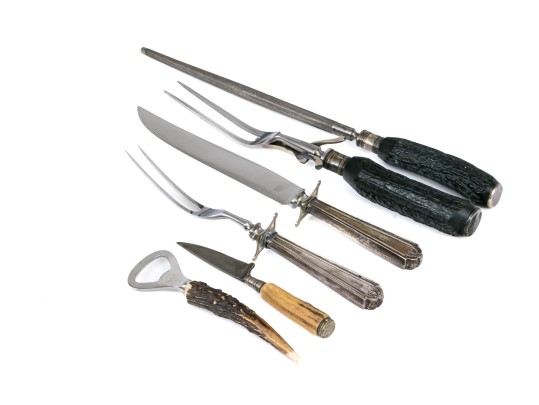 Collection Of Sterling Silver And Antler Handled Utensils