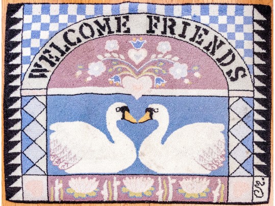 Handmade Welcome Friends Wool Mat