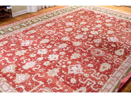 Hand-Knotted Wool Carpet, 14'-4