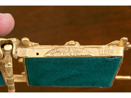 Elias 18kt Gold Plated Pewter Double Form Faux Bamboo Double Picture Frame