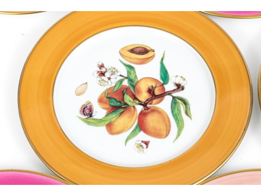 Vibrant Set Of Eight Limoges Porcelain Fruit Plates