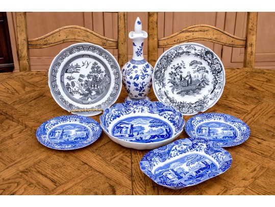 Collection Of Seven English Transferware Ceramics Including Spode & Coalport