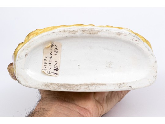 English Staffordshire Hand-painted Figural Fisher Women Ceramic Sculpture