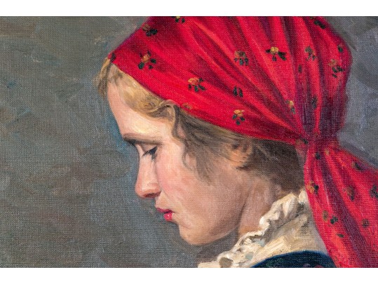 Ernest De Nagy (Hungarian-American, 1881-1952) Oil On Canvas, Girl Playing With Doll