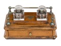 Antique Inkwell On Stand With Two Bottles