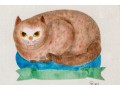 Signed Theorem Painting Of A Recumbent Cat, 1981