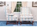 Pair Of Custom Upholstered Wingback Queen Anne Style Armchairs