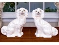 Pair Of English Staffordshire Hand-painted Ceramic Spaniels