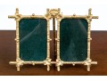 Elias 18kt Gold Plated Pewter Double Form Faux Bamboo Double Picture Frame