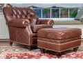 Hancock Leather Chesterfield Style Tufted Armchair With Ottoman