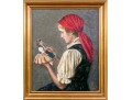 Ernest De Nagy (Hungarian-American, 1881-1952) Oil On Canvas, Girl Playing With Doll