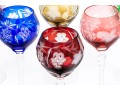 Gorgeous Set Of Six Bohemian Style Cameo Cut Crystal Goblets